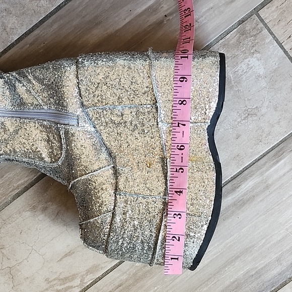 DEMONIA STACK 301G SIZE 8 SILVER GLITTER BOOTS - Picture 13 of 14